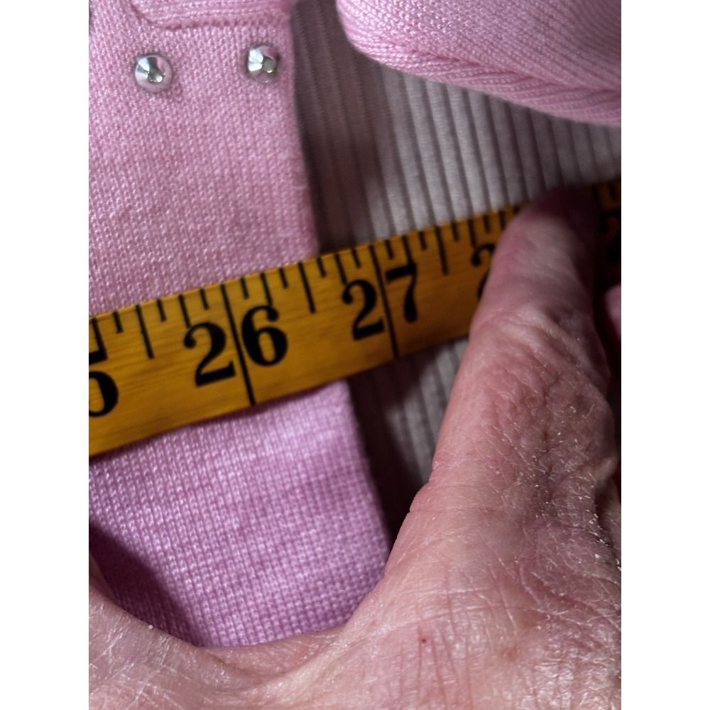 DKNY Women's  Barbie‎ Pink Sweater Silver Studs Accent  S Warm Cozy Coquette - Picture 10 of 12